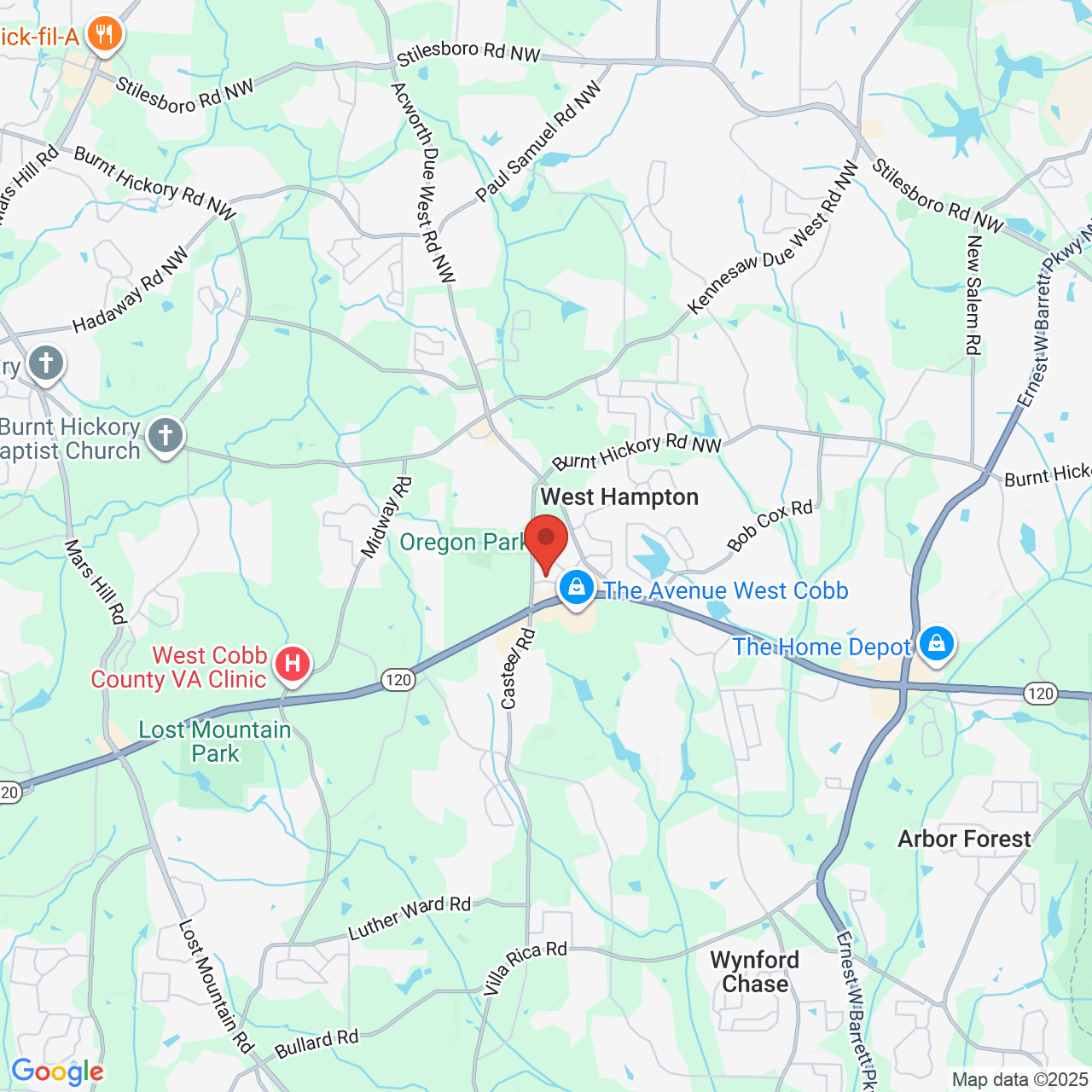 Google map image of our location in 3696 Largent Way NW Marietta, GA